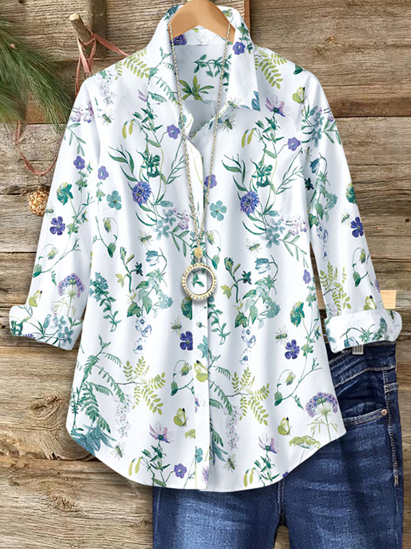 Nature Floral Print Casual Blouse
