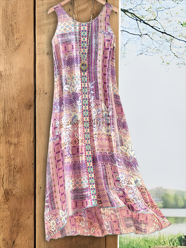 Nature Print Sleeveless Dress