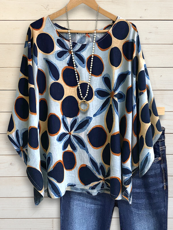 Retro Bloom Batwing Sleeve Top