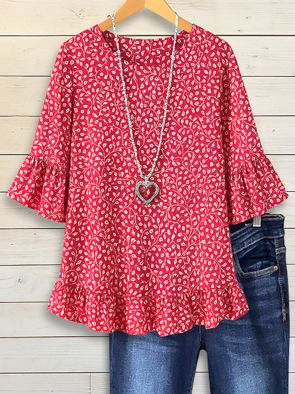 Ruby Vine Ruffled Blouse