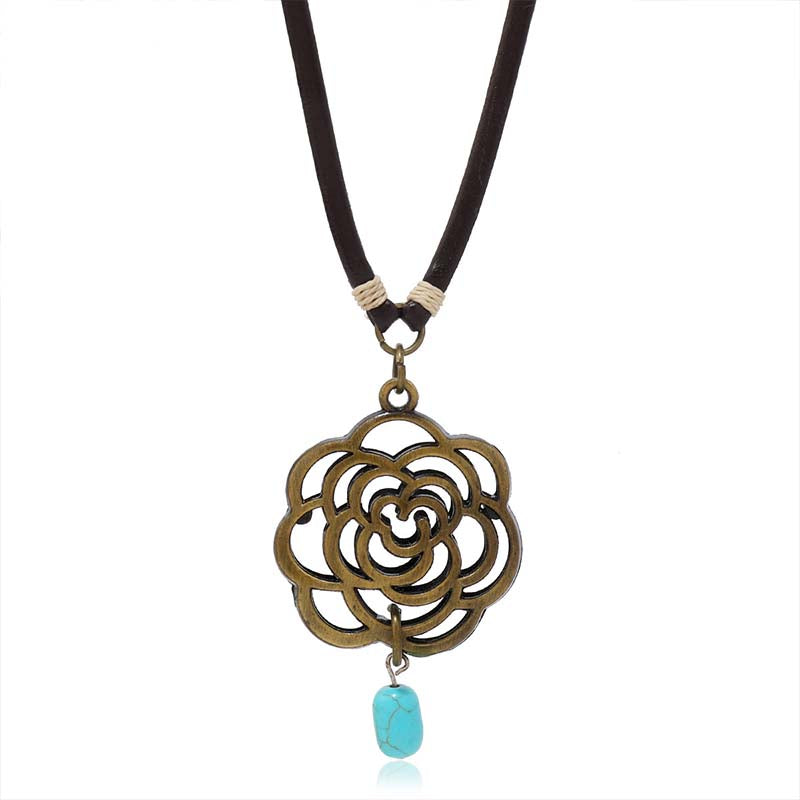 Antique Bloom Turquoise Pendant Necklace