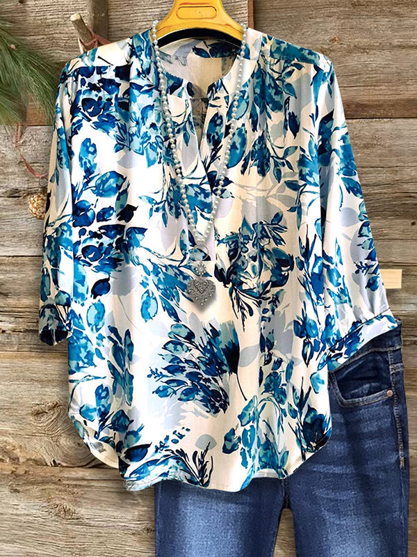 Ocean Breeze Floral Blouse