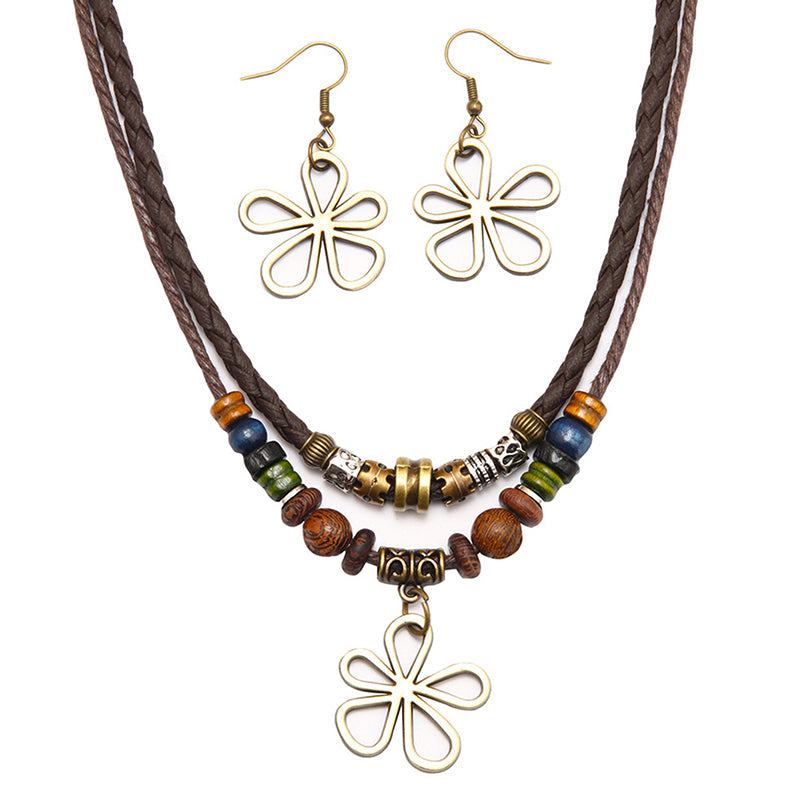 Boho Bloom Pendant Necklace Set