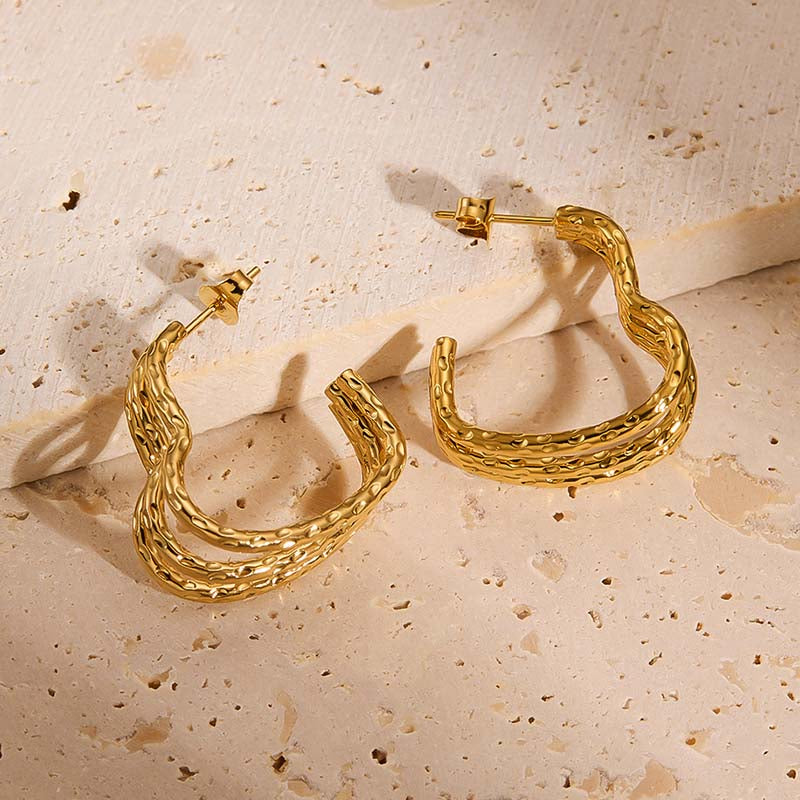 Textured Gold Hoop Earrings