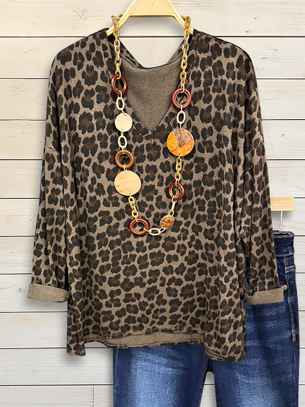 Wild Charm V-Neck Leopard Blouse