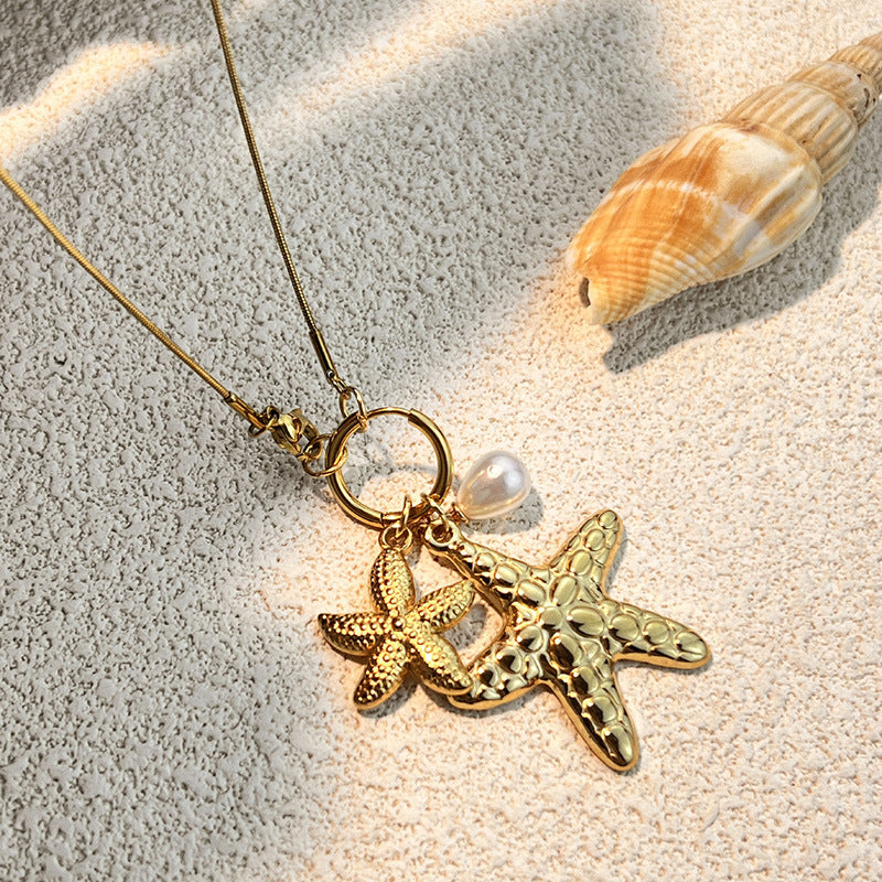 Golden Starfish Pendant Necklace