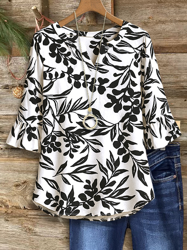 Black & White Ruffle Sleeve Tunic