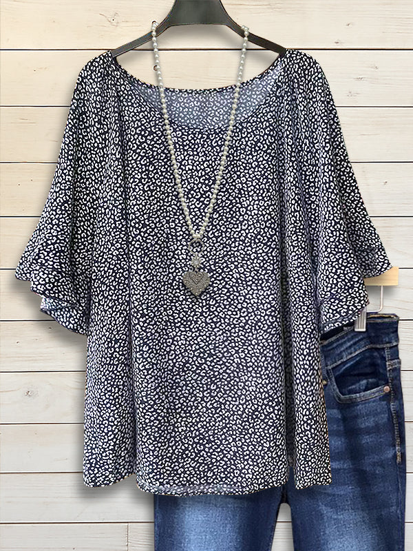 Navy Batwing Sleeve Blouse