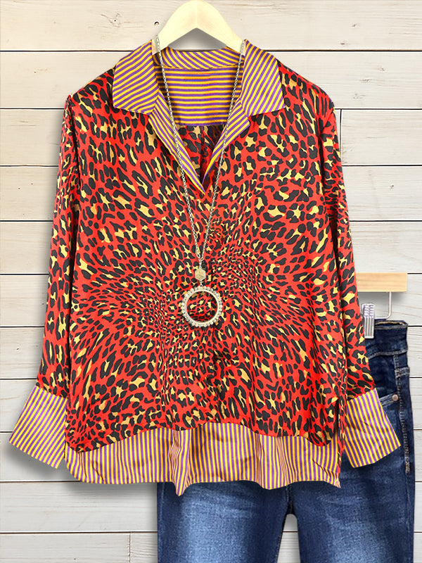 Leopard Print Collared Blouse