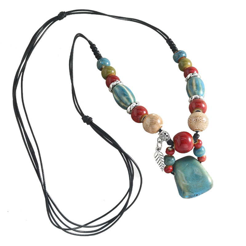 Bohemian Colorful Beaded Pendant Necklace