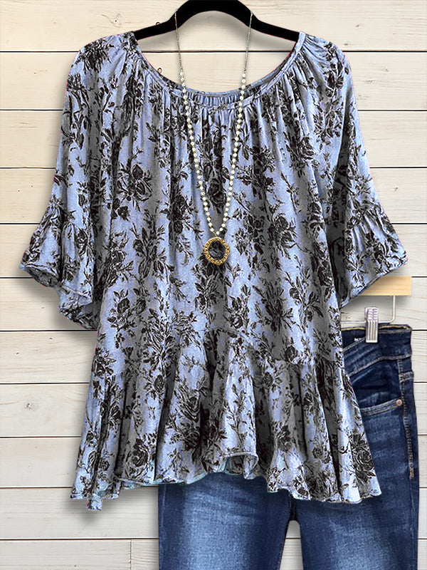 Romantic Ruffled Hem Peasant Top