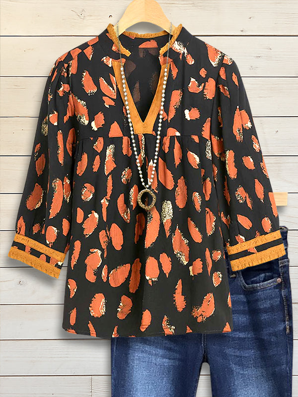 Boho Sunset V-Neck Blouse