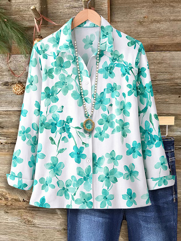 Aqua Floral Button-Up Shirt