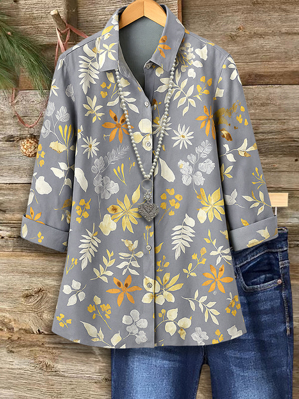 Gray Meadow Floral Shirt