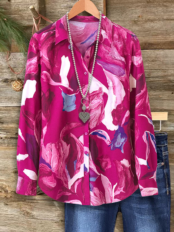 Fuchsia Brushstroke Button Shirt