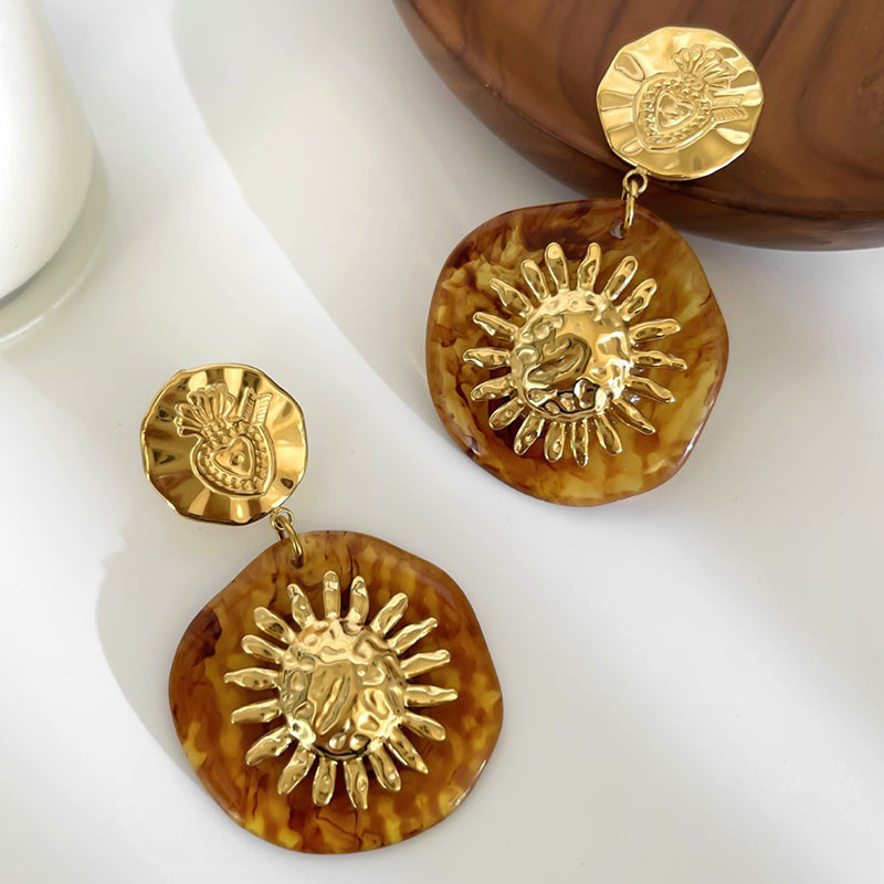 Golden Sunburst Statement Earrings