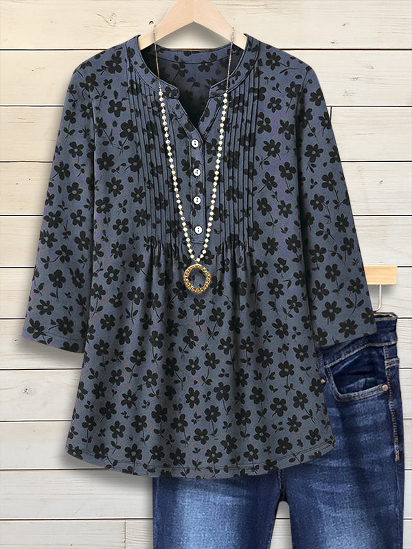 Midnight Blossom Buttoned Tunic