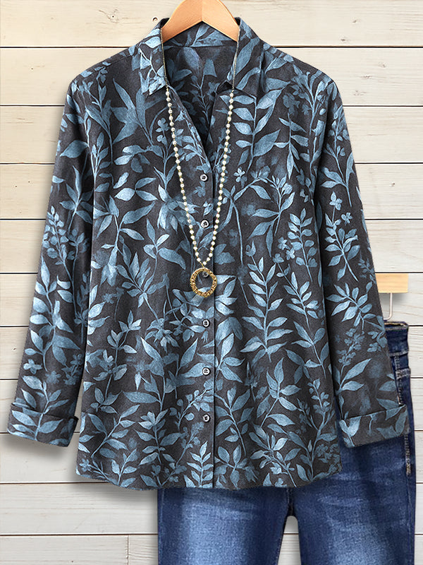 Midnight Leaf Print Blouse