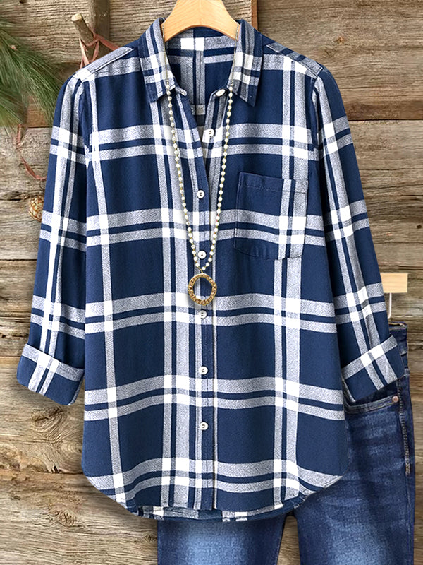 Navy Classic Plaid Button Shirt