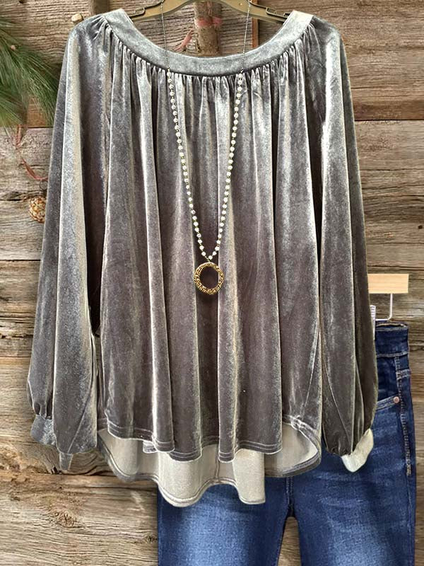 Silver Mist Velvet Blouse