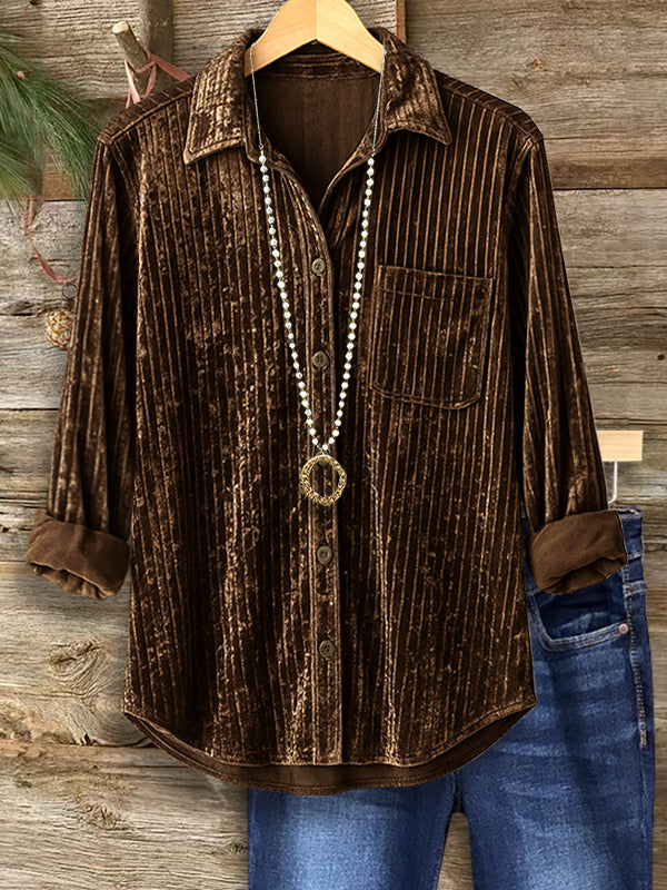 Mocha Velvet Striped Shirt