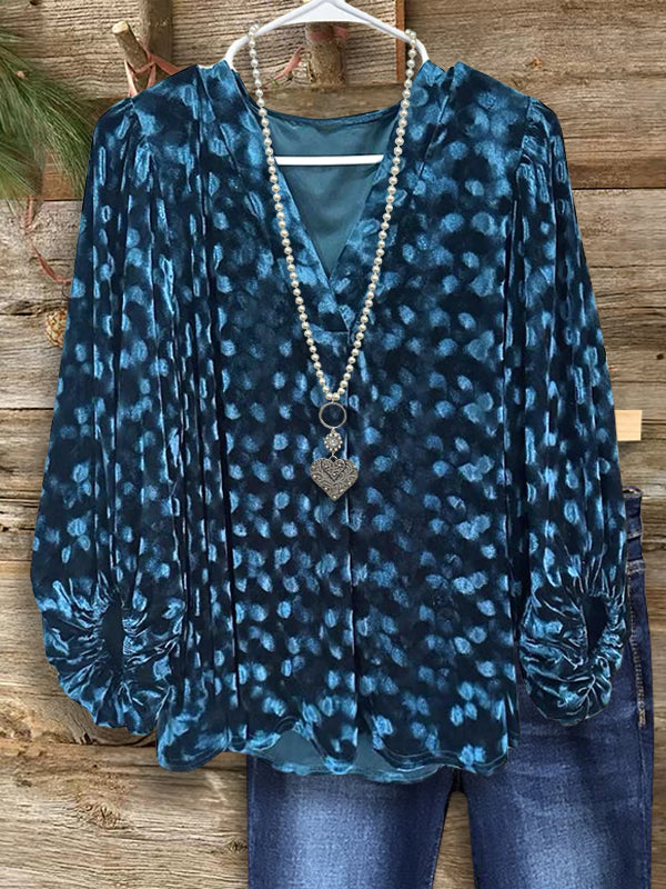 Teal Velvet Textured Blouse