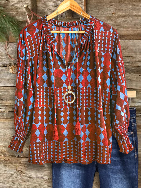Ruby Mosaic Boho Blouse