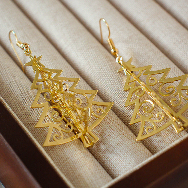 Golden Tree Holiday Earrings