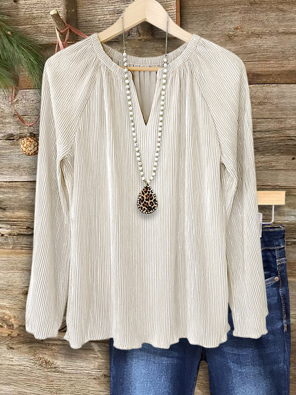 Shimmer Pleat Long Sleeve Top
