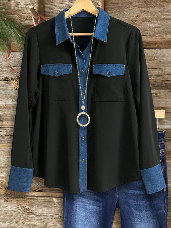 Denim Charm Contrast Shirt