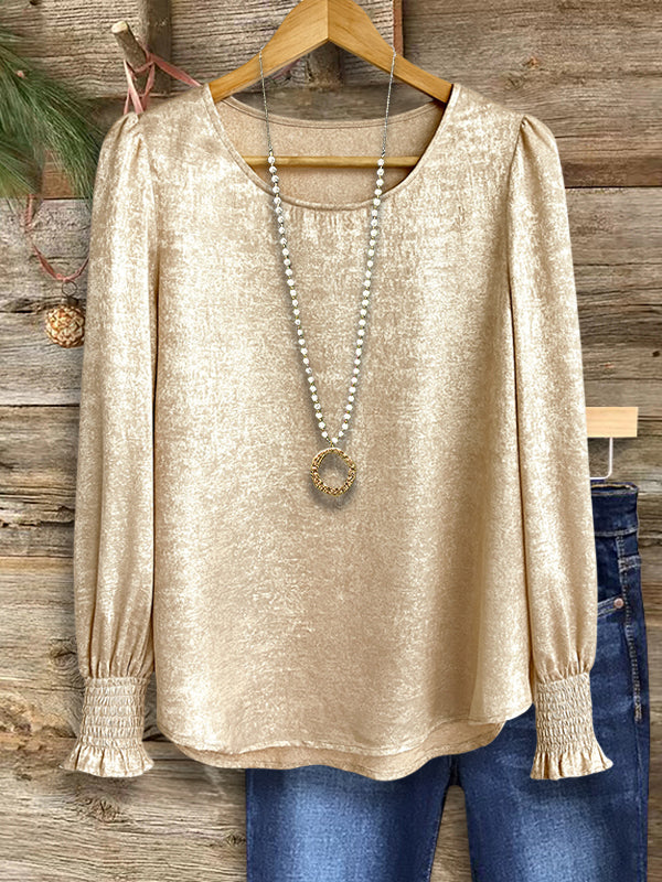 Golden Glow Puff-Sleeve Blouse