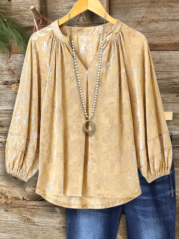 Golden Bloom Velvet Blouse
