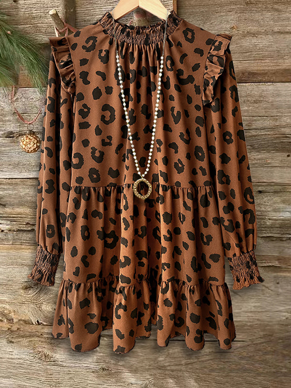 Wild Charm Ruffled Long Sleeve Dress