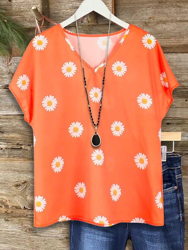 Daisy Flower Print Casual Top