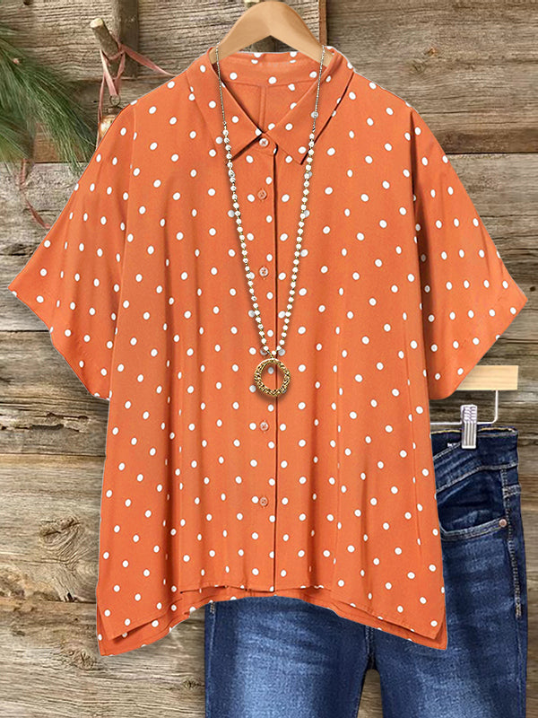 Polka Dot Print Casual Blouse