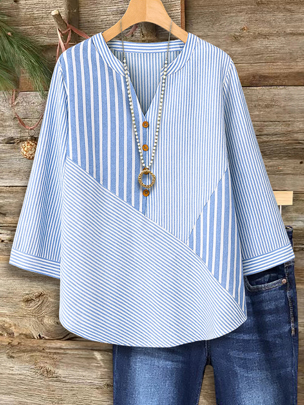 Seaside Stripe V-Neck Blouse