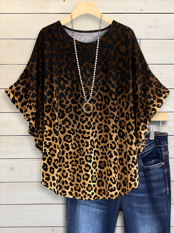 Wild Ombre Leopard Poncho Top