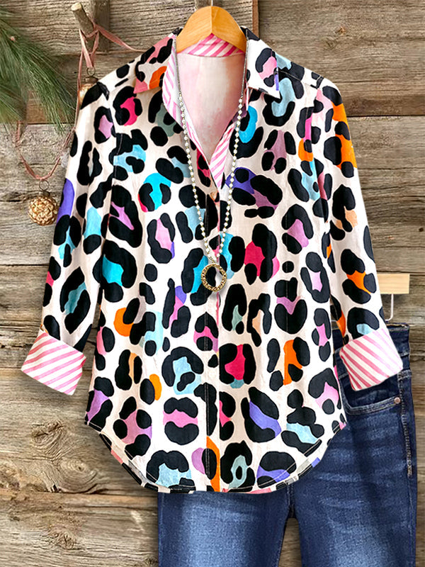 Color Splash Leopard Print Blouse