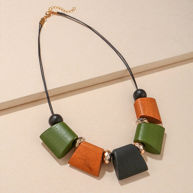 Rustic Charm Wooden Bead Necklace