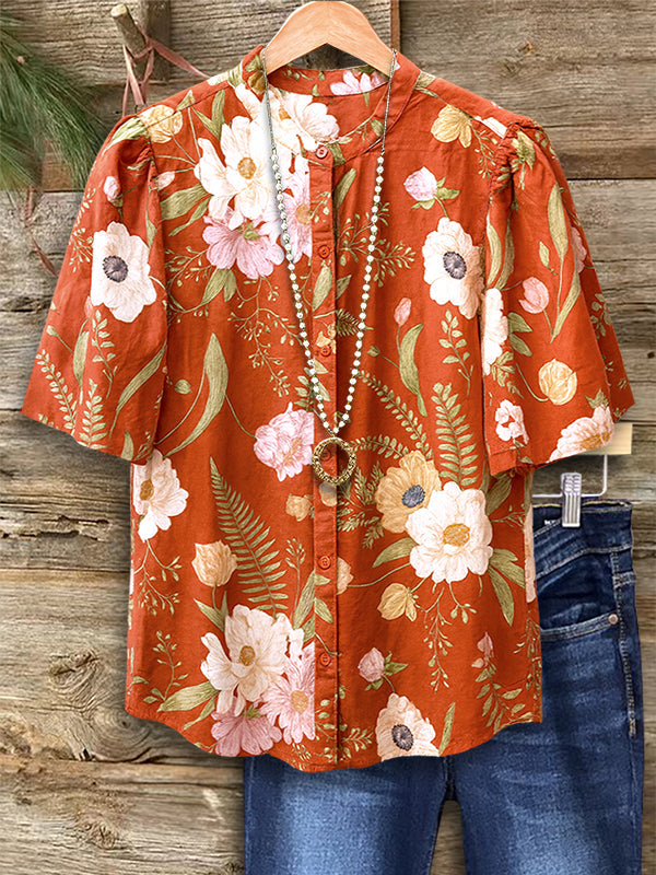 Natural Floral Print Blouse