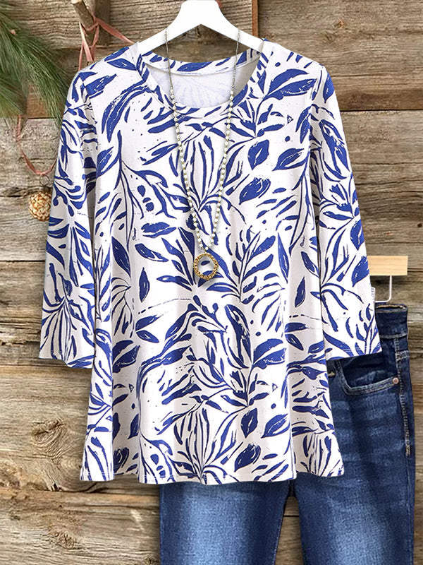 Leaf Print Casual Top