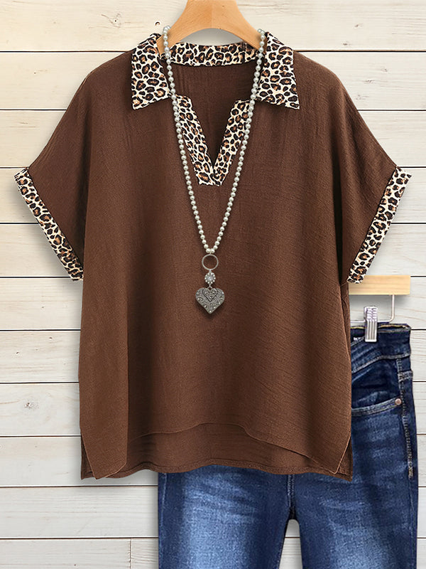 Cocoa Leopard Collar Top