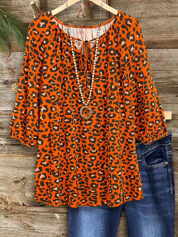 Bold Spirit Tie Neck Leopard Top