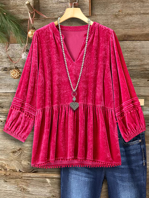 Velvet Pleated Fashion Top