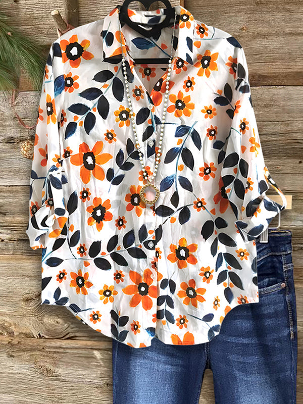 Sunset Bloom Floral Button-Up Shirt