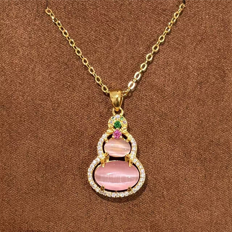 Pink Chalcedony Gourd Elegant Necklace