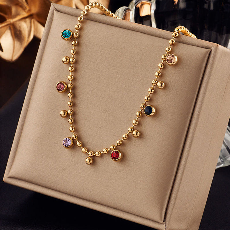 Rainbow Gem Gold Necklace