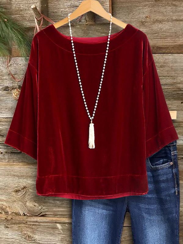 Red Rhyme Velvet Casual Blouse