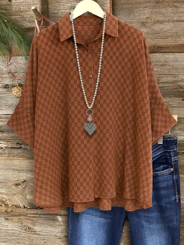 Rusty Check Relaxed Collar Blouse
