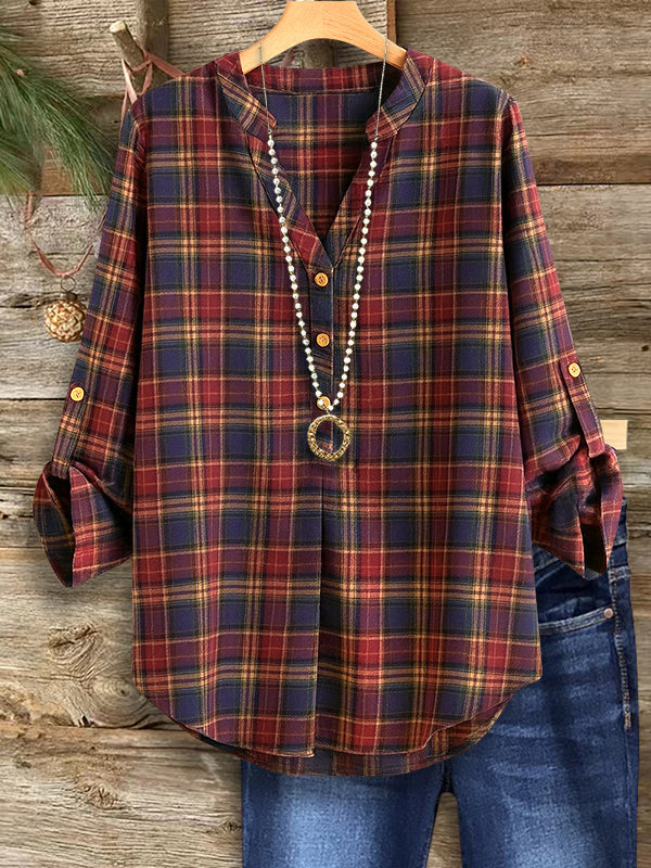 Classic Roll-Sleeve Blouse
